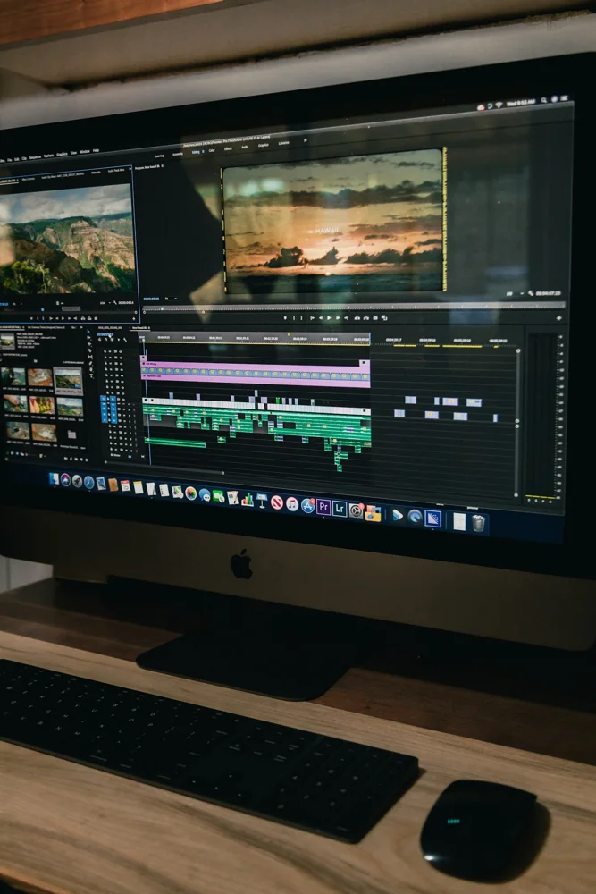 Computer display showing a video editing project